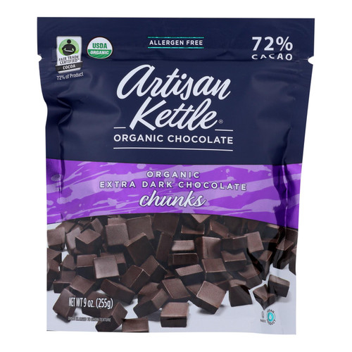 Artisan Kettle - Organic Chocolate Chips - Extra Dark Chunks - Case of 6 - 9 oz.