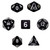 7 Die Polyhedral Dice Set in Velvet Pouch- Opaque Black
