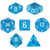 7 Die Polyhedral Dice Set in Velvet Pouch- Translucent Blue