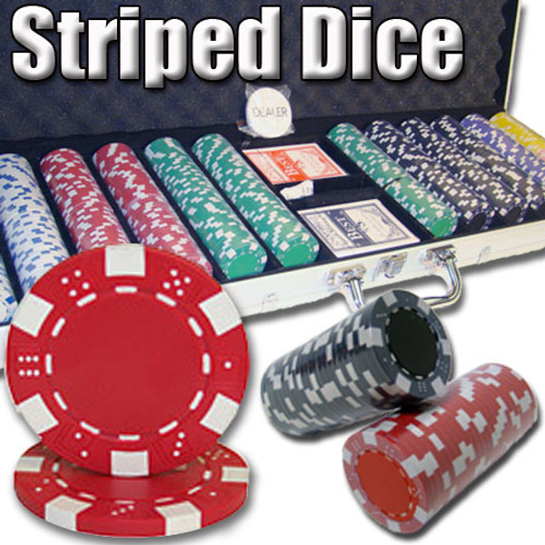 600 Ct - Pre-Packaged - Striped Dice 11.5 G - Aluminum