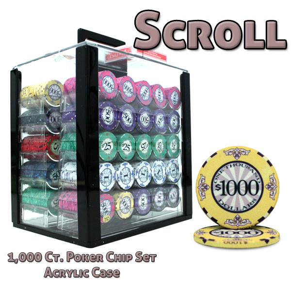 1000 Ct Custom Breakout Scroll Chip Set - Acrylic Case
