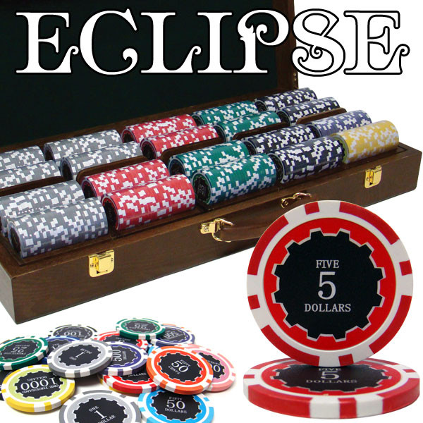500 Ct Custom Breakout Eclipse 14G Poker Chip Set - Walnut