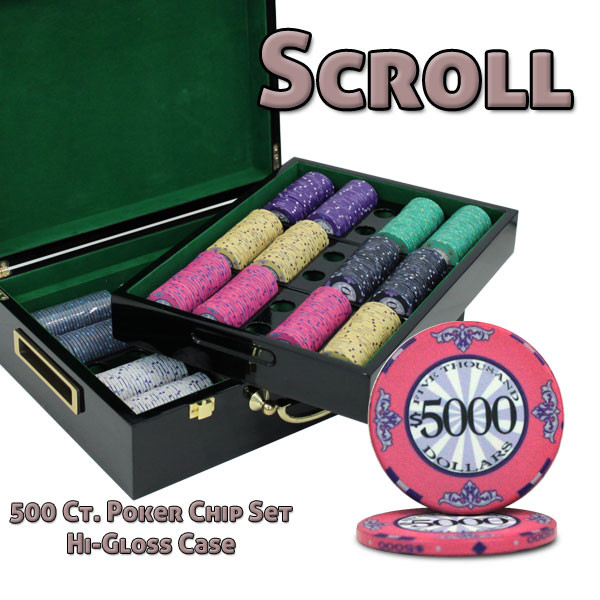 500 Ct Custom Breakout Scroll Chip Set - Hi-Gloss Case