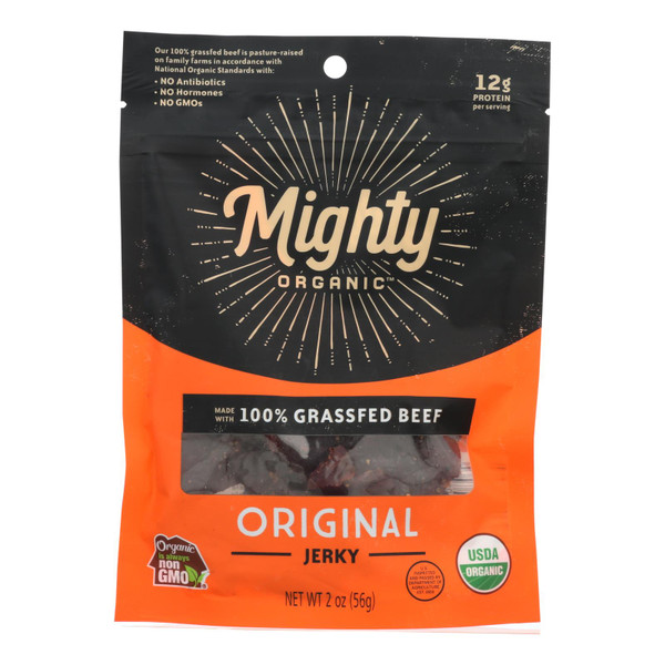 Organic Prairie Mighty Beef Jerky - Original - Case of 8 - 2 oz.