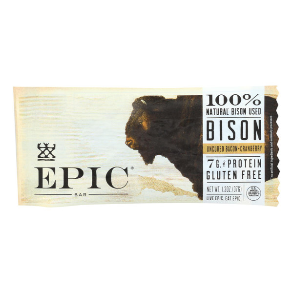 Epic - Bar - Bison - Uncured Bacon - Cranberry - Case of 12 - 1.3 oz