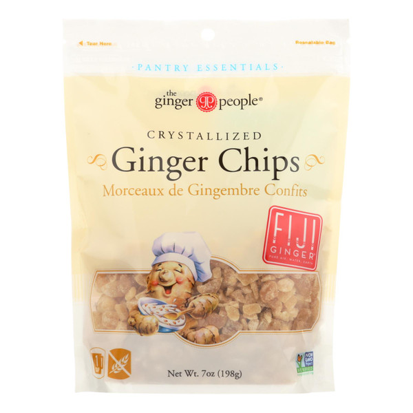 Ginger People Crystallized Ginger Chips - Bakers Cut - 7 oz - Case of 12