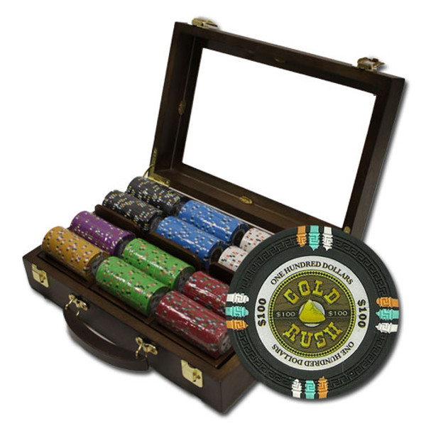 300Ct Claysmith Gaming "Gold Rush" Chip Set in Walnut Case