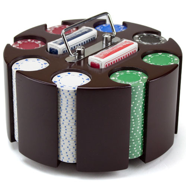 11.5 Gram Suited Poker Chip Set in Wooden Carousel Case