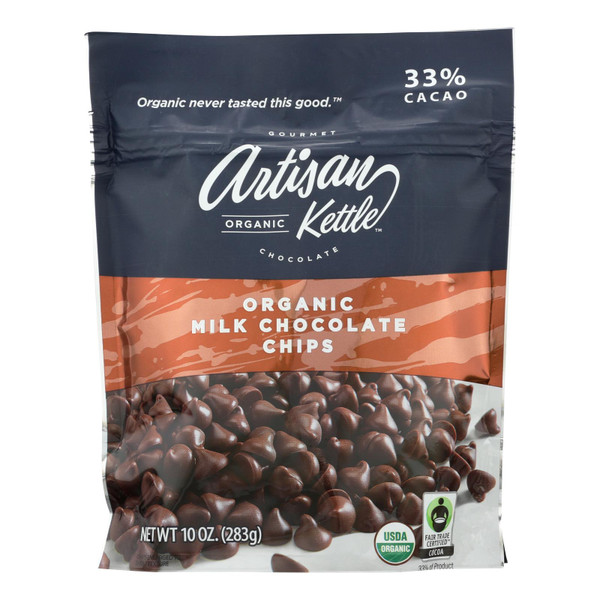 Artisan Kettle Chocolate Chips - Organic - Milk - Case of 6 - 10 oz