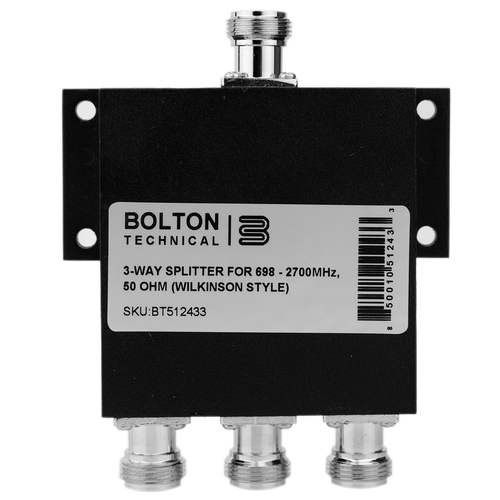Bolton Technical Low-PIM 3-Way Splitter 698-2700Mhz 50 Ohm (Wilkinson Style) Bolton Technical Low-PIM 3-Way Splitter 698-2700Mhz 50 Ohm (Wilkinson Style)