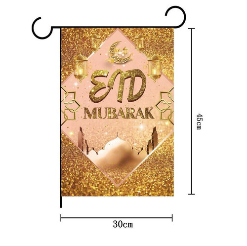 Eid Mubarak Flag Banner Gold