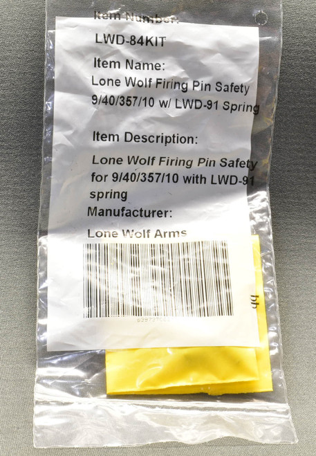 Lone Wolf Firing Pin Safety 9/40/357/10 w/ LWD-91 Spring