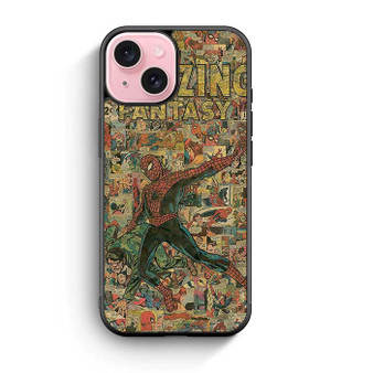 Amazing Spiderman Comic Pattern iPhone 15 Case