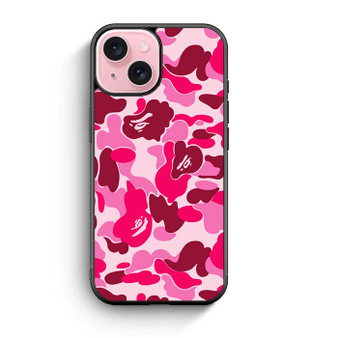 Bape Pink Camo iPhone 15 Case