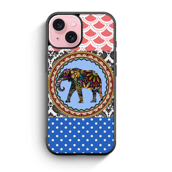 elephant aztec floral art iPhone 15 Case