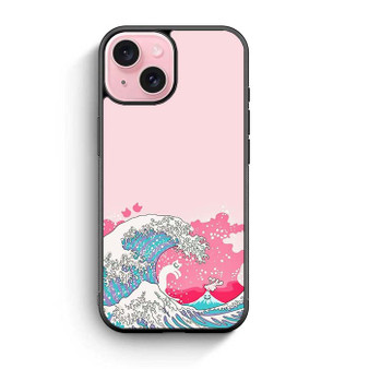 Ocean Wave in Pink Art iPhone 15 Case