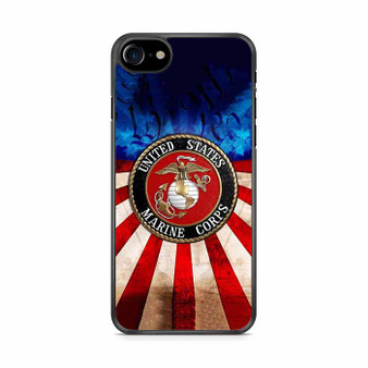 United States Marine Corps on USA Flag iPhone SE 2020 Case
