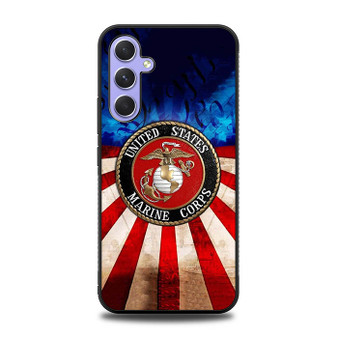 United States Marine Corps on USA Flag Samsung Galaxy A54 5G Case