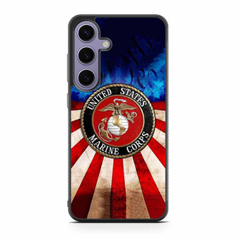 United States Marine Corps on USA Flag Samsung Galaxy S24 Case