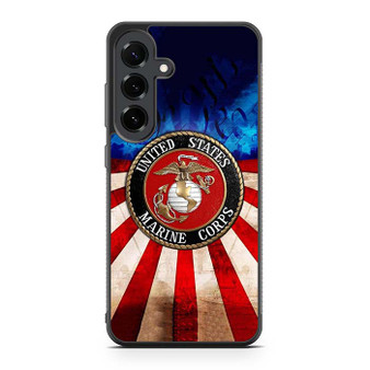United States Marine Corps on USA Flag Samsung Galaxy S25 FE Case