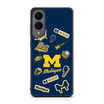 Michigan Wolverines themed decals Samsung Galaxy S25 Edge Case
