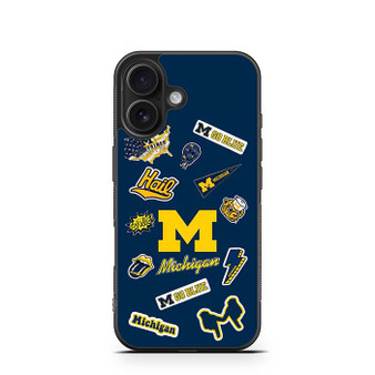 Michigan Wolverines themed decals iPhone 16 Series Case