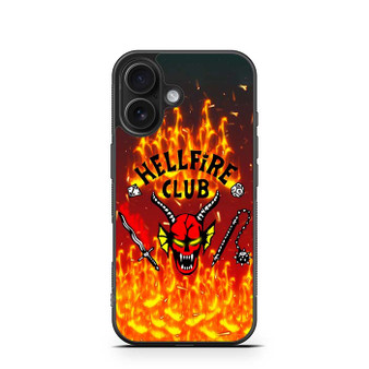 Stranger Things Hellfire Club on Fire iPhone 16 Series Case
