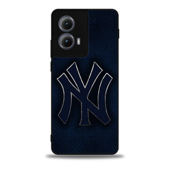 New York Yankees Blue metal Moto Edge Case