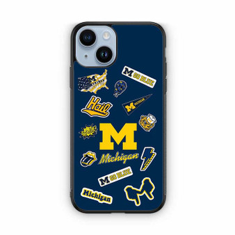 Michigan Wolverines themed decals iPhone 14 Series Case