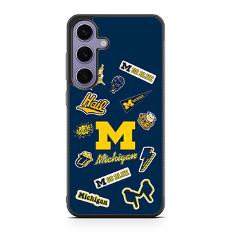 Michigan Wolverines themed decals Samsung Galaxy S25 Series Case