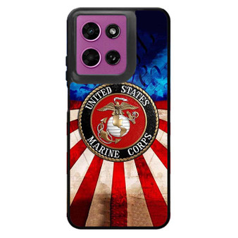 United States Marine Corps on USA Flag Motorola Moto G 2026 Case