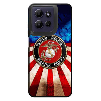 United States Marine Corps on USA Flag Motorola Moto G Power 2026 Case