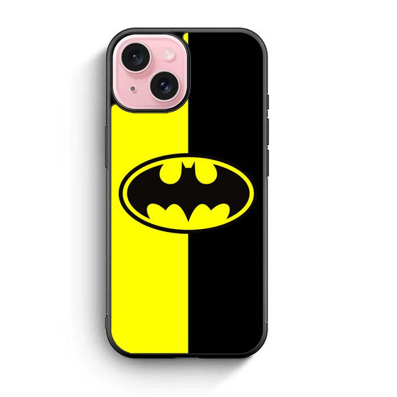 Batman Old Logo With Black & Yellow Background iPhone 15 Case