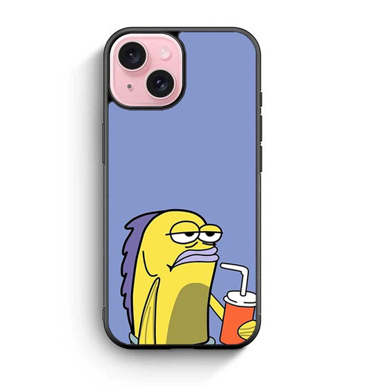 Spongebob Square Pants a Drinking Fish iPhone 15 Case