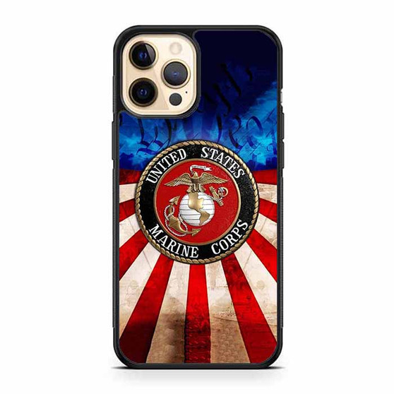 United States Marine Corps on USA Flag iPhone 12 Pro and iPhone 12 Pro Max Case