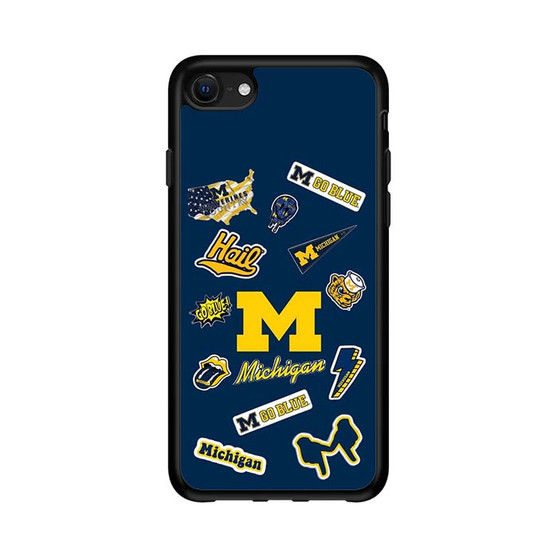 Michigan Wolverines themed decals iPhone 16e Case
