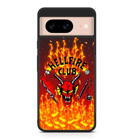 Stranger Things Hellfire Club on Fire Google Pixel 8 Case