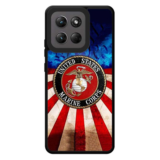 United States Marine Corps on USA Flag Motorola Moto G Stylus 2026 Case