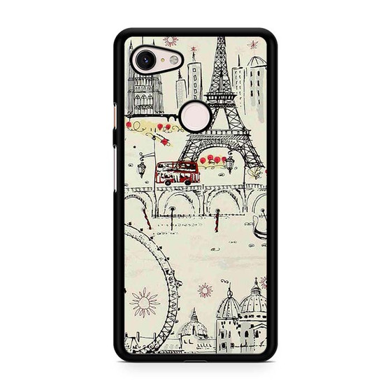 Paris Effel Tower Sketsa Google Pixel 3 | Pixel 3A | Pixel 3 XL | Pixel 3A XL Case