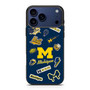 Michigan Wolverines themed decals iPhone 17 Pro Case
