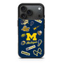 Michigan Wolverines themed decals iPhone 17 Pro Max Case