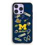 Michigan Wolverines themed decals iPhone 14 Pro Case
