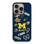 Michigan Wolverines themed decals iPhone 15 Pro Case