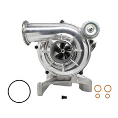 1999.5-2003 Ford 7.3L Powerstroke High Performance GTP38 Turbo With Billet Compressor Wheel 5+5 Blade Polished Housing, Non EBV Pedestal and Exhaust Housing 