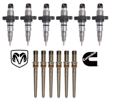 2004.5 -2007 Dodge 5.9L Cummins Diesel Reman Injector (325HP) Set w /6 Cummins Feed Tubes