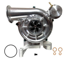 1999.5-2003 Ford 7.3L Powerstroke High Performance Turbocharger GTP38 w/ Billet Compressor Wheel 5+5 Blade 33 PSI Wastegate Actuator Polished Housing w/ EBP Valve Outlet and Non-EBPV Pedestal