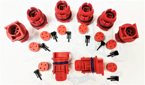2003-2007 FORD 6.0L POWERSTROKE INJECTOR CONNECTOR PLUGS (RED) - SET OF 8