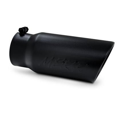 MBRP Black Coated Exhaust Tip T5051BLK – 5" OD Angled Rolled End | 4" Inlet | 12" Length