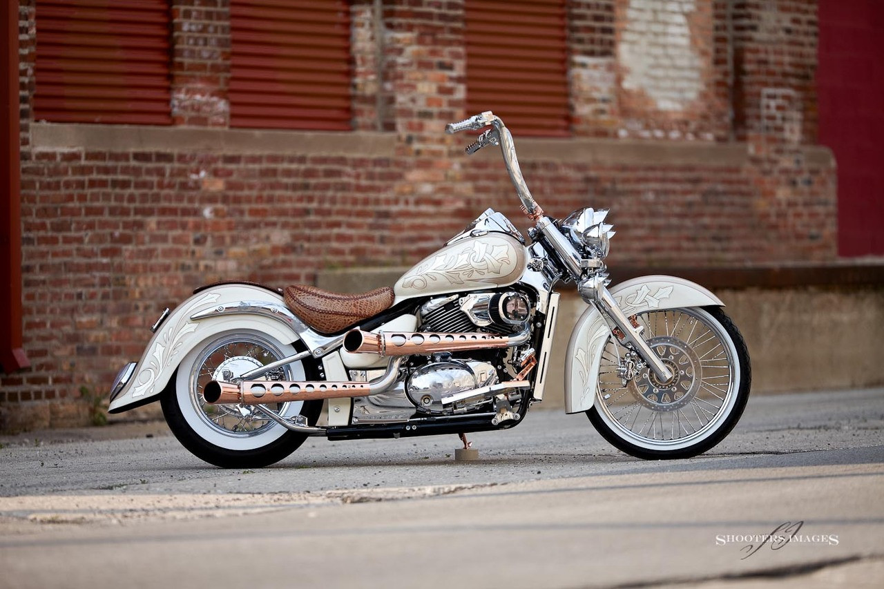 Blacksmith 21 inch front spoke wheel conversion right side Suzuki C50, Voluisa, VL800