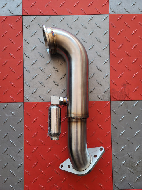 Vanderhall O2 Sensor assist mounted on Blacksmith Vanderhall performance downpipe